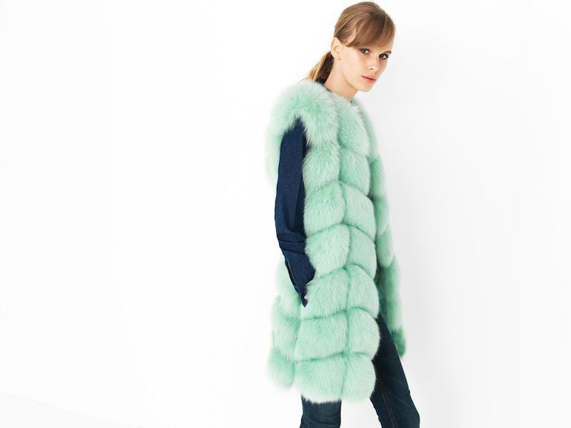 Cyrana Furs chalecos de colores con paneles de zorro
