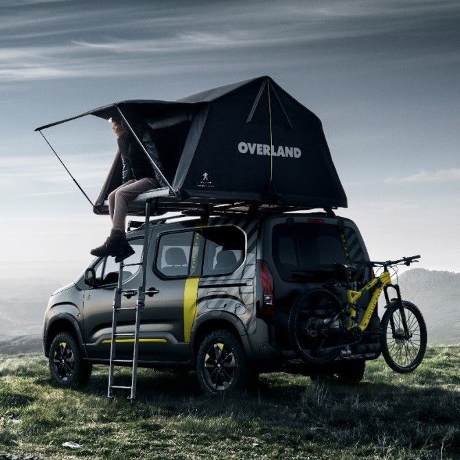 Peugeot Rifter 4x4 Concept: Equipado con tienda de campaña y bicicleta todoterreno