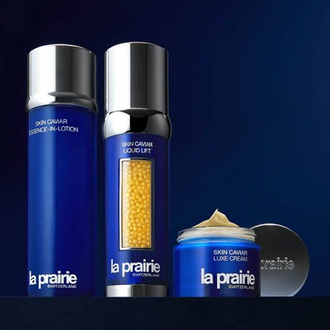 Colección Skin Caviar de La Prairie: tecnología suiza del caviar que rejuvenece la piel.
